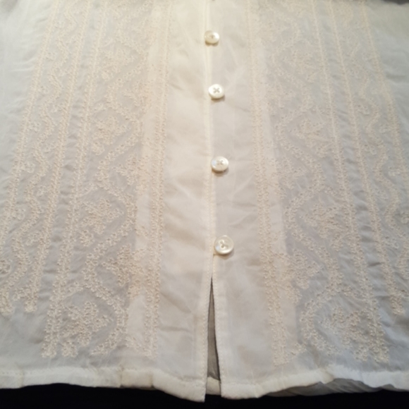 J.JILL ♡ Vintage Elegant Sheer Ivory Intricate Detailed Embroidery Blouse XS - Picture 16 of 17